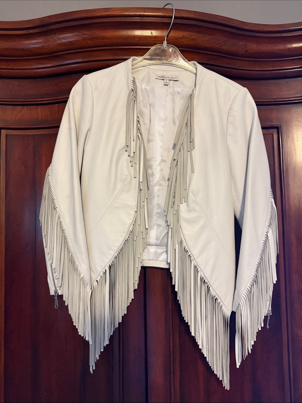 Rebecca Minkoff WHITE Fringe Leather Jacket